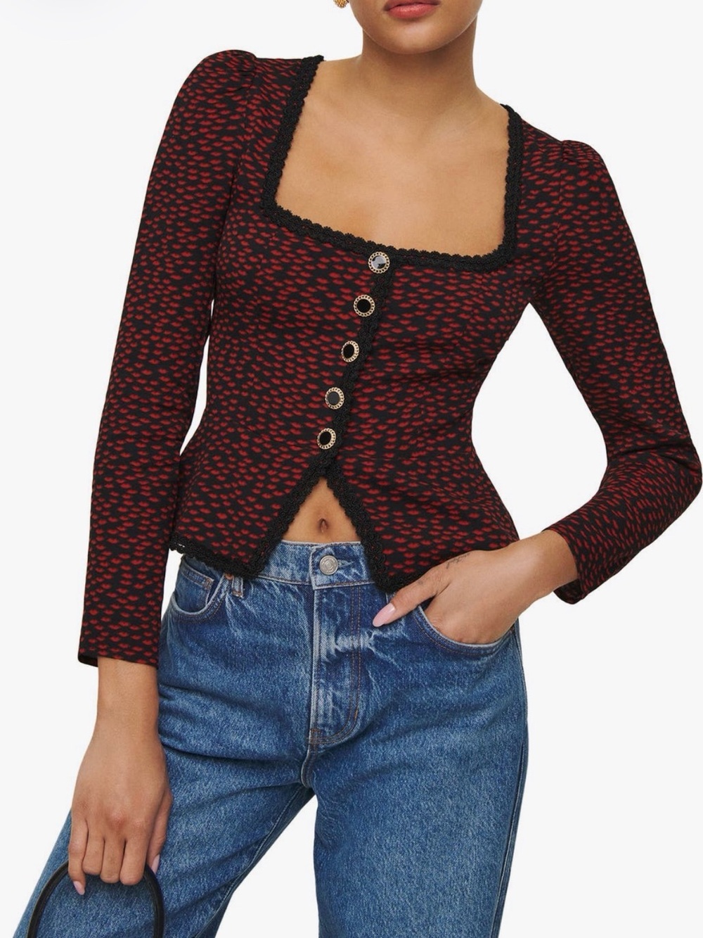 Reformation Nikky Lace Trim Top